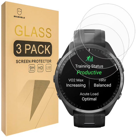 Mr.Shield Screen Protector compatible with Garmin Forerunner 965 [Tempered Glass] [3-PACK] [Japan Glass with 9H Hardness]