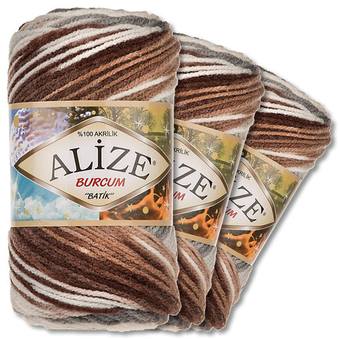 Alize 3 x 100 g Burcum Batik Premium Wool 100% Acrylic 29 Colours Gradient Accents (5742)