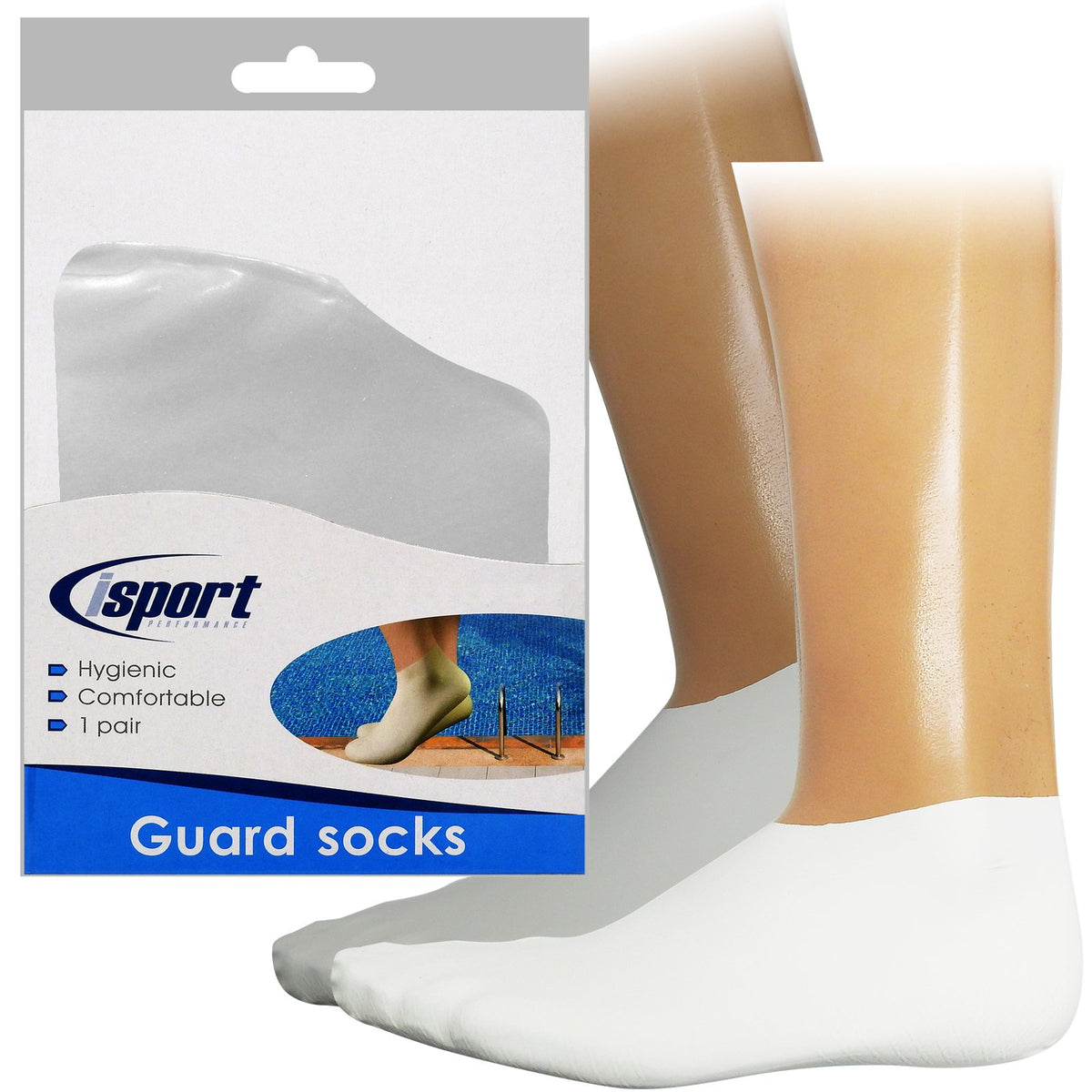Isport Adults Kids Swimming Pool Feet Foot Verruca Waterproof Guard Aqua Socks, 1 Pair (Medium)