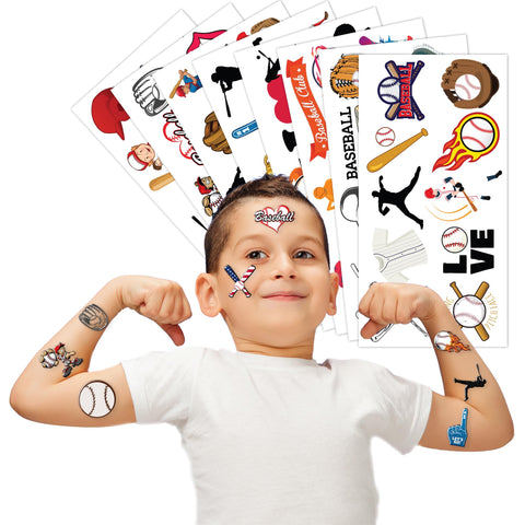 Baseball Temporary Tattoos Birthday Party Supplies Decorations 96 PCS Tattoos Stickers Sport Game Player Summer Olympic Cute Party Favors Kids Boys Girls Gifts Ideas Classroom School Prizes Themed
