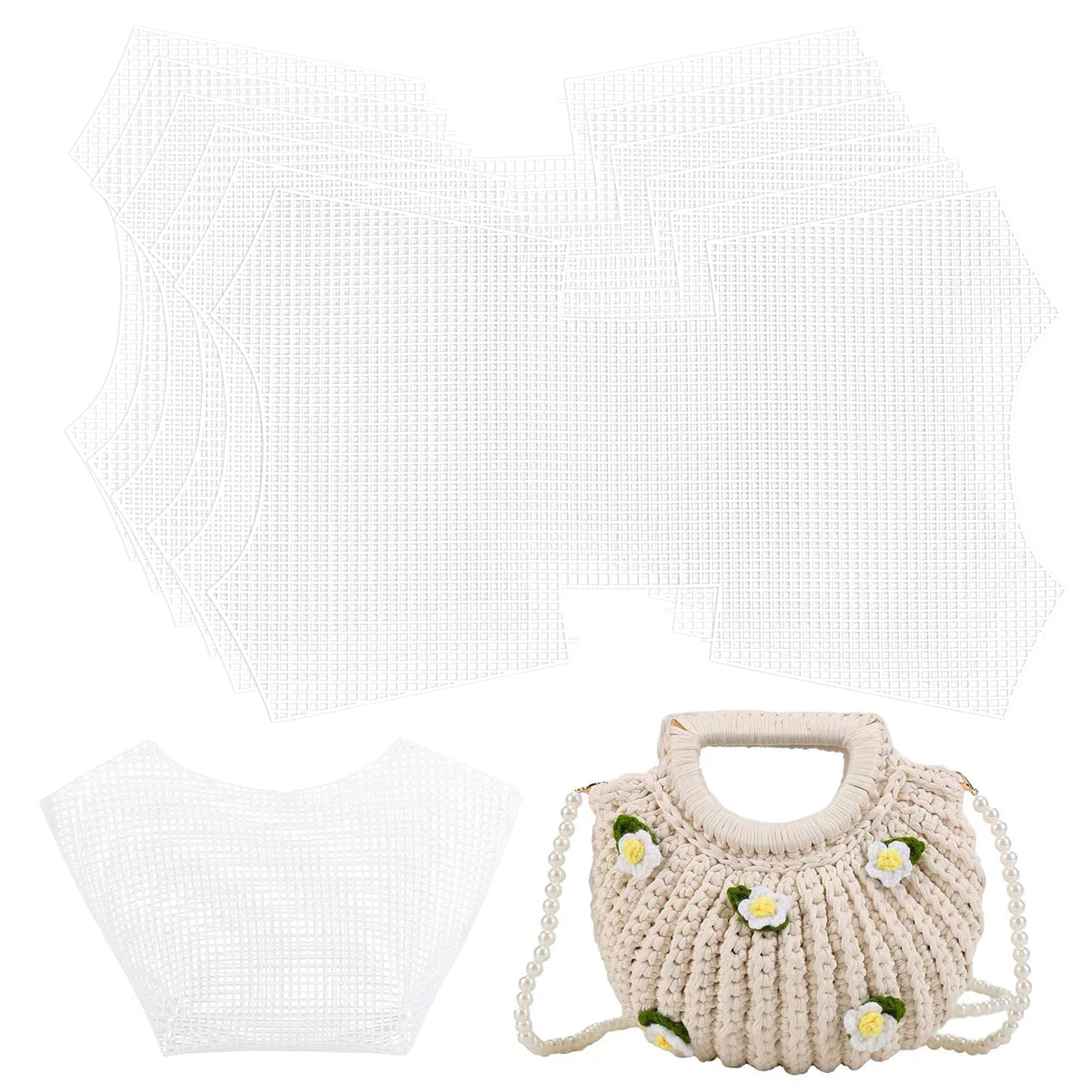 WADORN 6 Sets Clear Mesh Plastic Canvas Sheets for Embroidery, Blank Needlepoint Canvas Sheets for Crochet Bag Making DIY Purse Cross Stitch Kits for Acrylic Yarn Knit Crochet Projects, 20.1x12.6 Inch