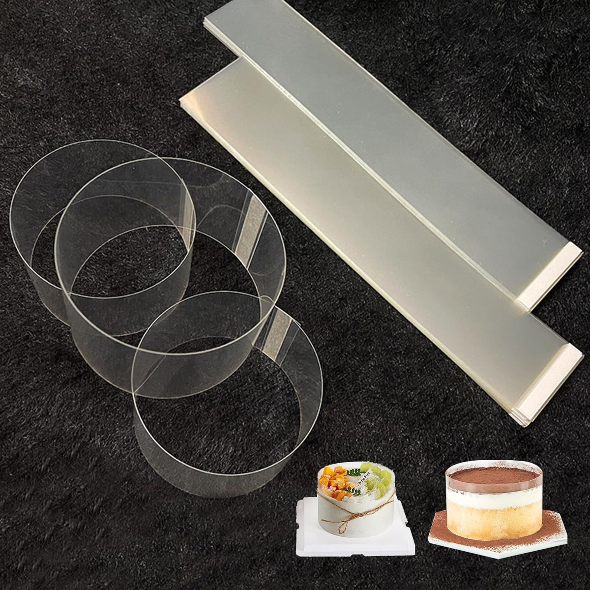 Acetate Cake Collars, Clear Acetate Sheets, Mousse Cake Sheets, 50 Pcs Acetate Cake Strips, Cake Edge Films, for Cake Decorating, Diy Baking and Chocolate Mousse, Make Your Cake More Attractive