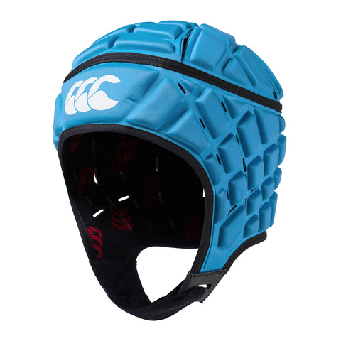 Canterbury Unisex Raze Rugby Headguard | Scrum Cap, Full Coverage | Soft-Edged Chin Strap | Designed Holes Aid Ventilation | Foam Padding Headguard, Blue, XS
