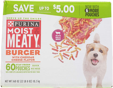 Purina Moist & Meaty Dog Food, Burger (6 Ounce ., 60 ct.), 22.5 Pound