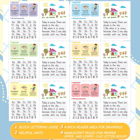 Fulmoon 24 Pcs Primary Composition Notebook K-2 with Picture Space Primary Journal Grades K-2 Draw and Write Journal Composition Book Primary Journal for Preschool Classroom, 80 Sheet (Multicolor)