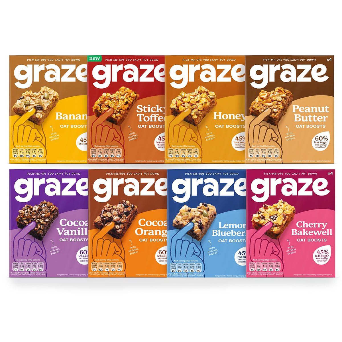 Graze Oats Snacks Variety box - 28x30g oats bars - Packaging may vary - Total 28 Snacks Selection Box