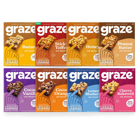 Graze Oats Snacks Variety box - 28x30g oats bars - Packaging may vary - Total 28 Snacks Selection Box