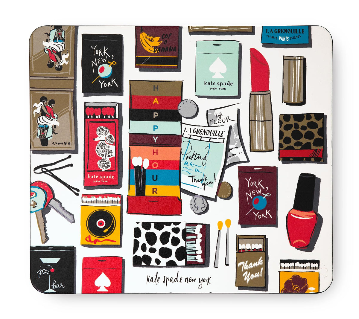 Kate Spade New York Leatherette Mouse Pad, 9" x 8" Mouse Mat with Non-Slip Back, Cute Mouse Pad for Office Desk, Purse Matchbook