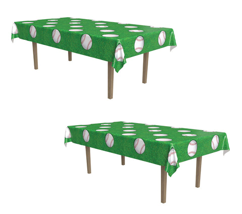 Beistle Baseball Tablecovers, 54ÃƒÆ’Ã‚Â¢ÃƒÂ¢Ã¢â‚¬Å¡Ã‚Â¬Ãƒâ€šÃ‚Â x 108ÃƒÆ’Ã‚Â¢ÃƒÂ¢Ã¢â‚¬Å¡Ã‚Â¬Ãƒâ€šÃ‚Â, 2 Pieces - Plastic Table Cloth, Baseball Party Decorations, Baseball Birthday Party Supplies, Baseball Decorations for Party, Rectangular Table Cloth