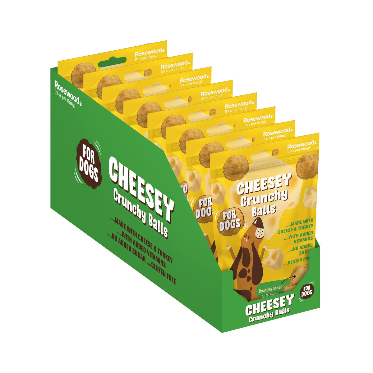 Rosewood Crunchy Cheesey Balls, Dog Treats, 12 x 140g Pouches