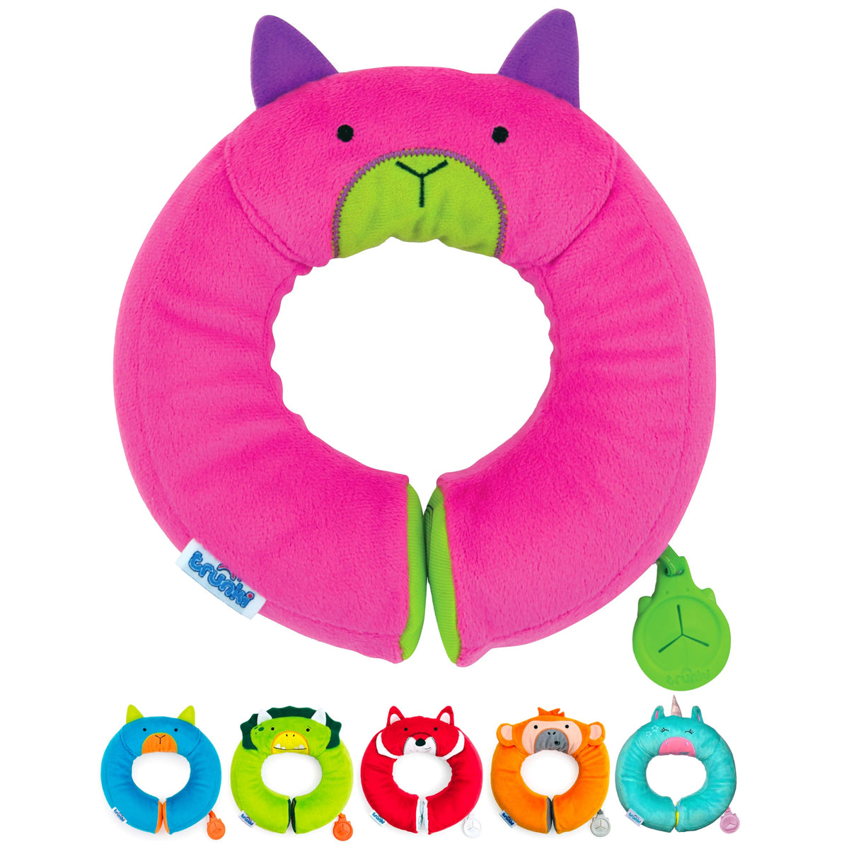 Trunki Kid's Travel Neck Pillow & Chin Rest | Support Sleepy Heads in the Car Seat, Plane, Bike or Pram | Yondi SMALL Betsy (Pink)