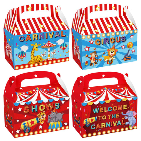 Cieovo 24 Pack Circus Carnival Party Cardboard Treat Box Circus Theme Party Favor Boxes Party Goody Bags Treat Boxes for Kids Birthday Baby Shower Carnival Carnival Party Decorations Supplies