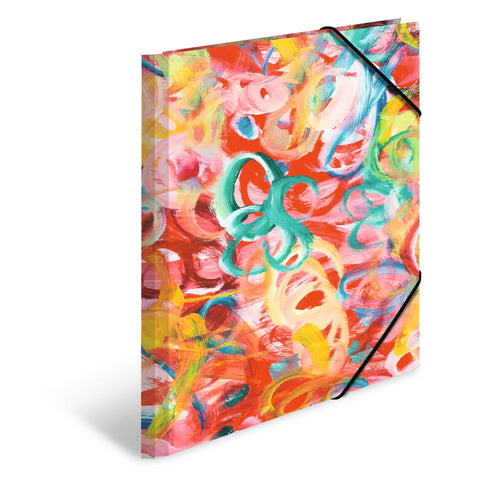 Herma Portfolio Folder A4 Painting, Children's Corner Folder Made of Cardboard with Art Motif, Elastic Band, Inner Flaps and Inner Print for Boys and Girls