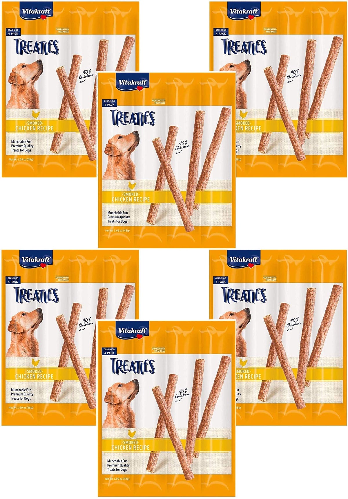 Vitakraft 24 Pack of Treaties for Dogs, Smoked Chicken Recipe, Munchable Treat Sticks