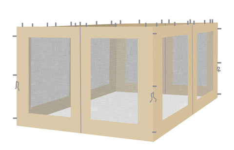 Quick-Star 4 Side Panels with Mosquito Net for Gazebos 3 x 4 m Sand