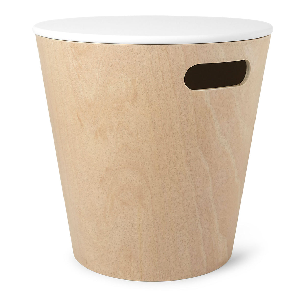 Umbra Woodrow Storage Stool, Wood, White/Natural, 40.41 x 28.3 x 40.69 cm