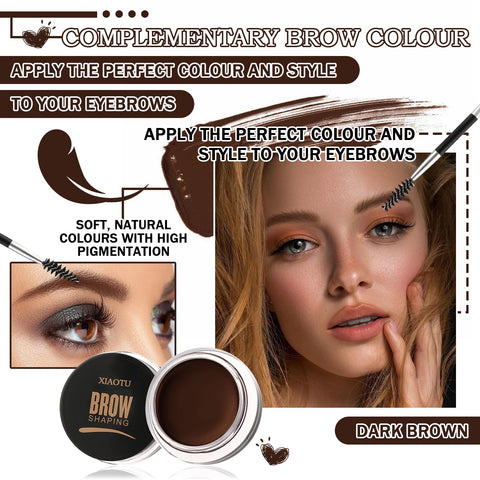 Waterproof Brow Pomade Gel,Eyebrow Pomade Cream,Long Lasting High Pigmented Eyebrow Gel for Eyebrow Makeup,Dark Curry Eyebrow Kit with Eyebrow Brush