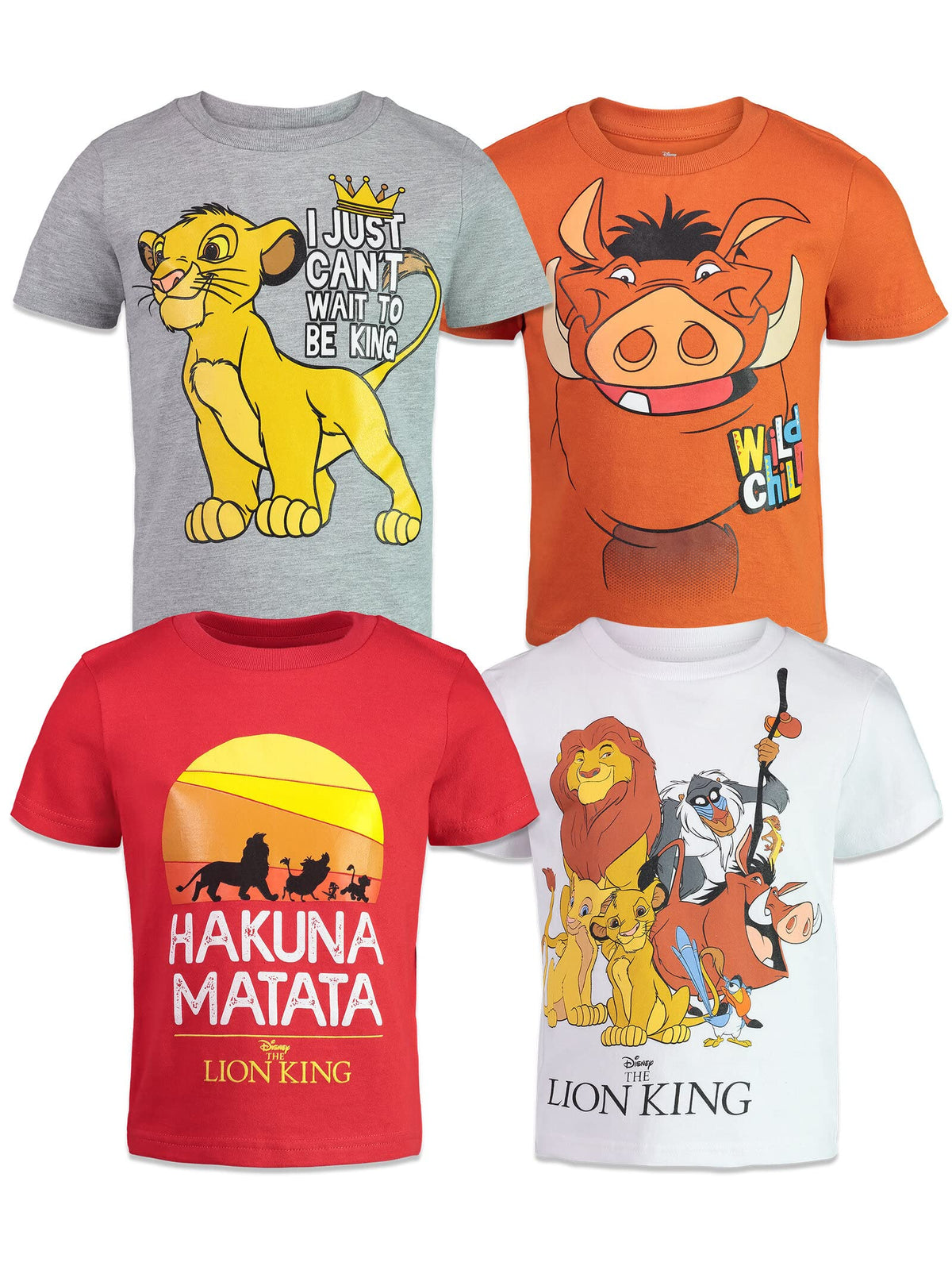 Disney Lion King Simba Nala Timon Toddler Boys 4 Pack T-Shirts 5T