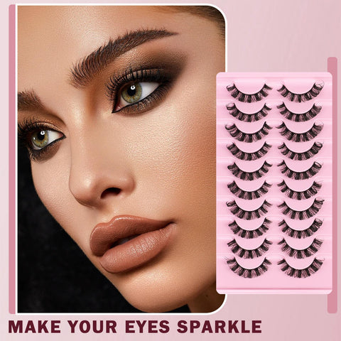 10 Pairs Pack Mink Lashes Wispy Fluffy Lashes Natural Look False Eyelashes Cat Eye Lashes 3D Mink Fluffy Eyelashes?DH06-2?