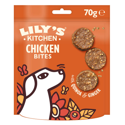 LilyÃƒÆ’Ã†â€™Ãƒâ€šÃ‚Â¢ÃƒÆ’Ã‚Â¢ÃƒÂ¢Ã¢â€šÂ¬Ã…Â¡Ãƒâ€šÃ‚Â¬ÃƒÆ’Ã‚Â¢ÃƒÂ¢Ã¢â€šÂ¬Ã…Â¾Ãƒâ€šÃ‚Â¢s Kitchen Made with Natural Ingredients Adult Dog Treats Packet Chomp-Away Chicken Bites for Small, Medium, Large Dogs (8 Packs x 70g)