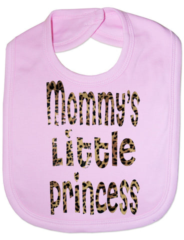 Mommys Little Princess In Animal Print - Funny Baby/Toddler/Newborn Bib -Gift pink