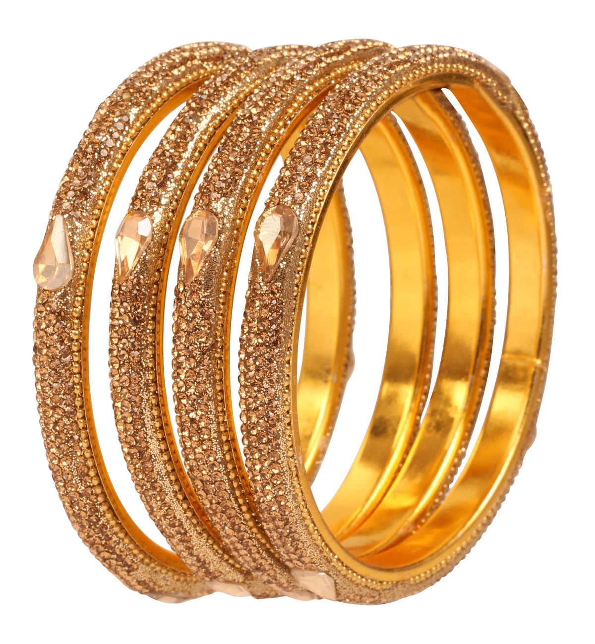 Touchstone New Indian Traditional Bollywood Choice Handcrafted Yellow Color Faux Citrine Style Definition Ravishing Designer Jewelry Bracelets in Set of 4. in Gold Tone for Women.