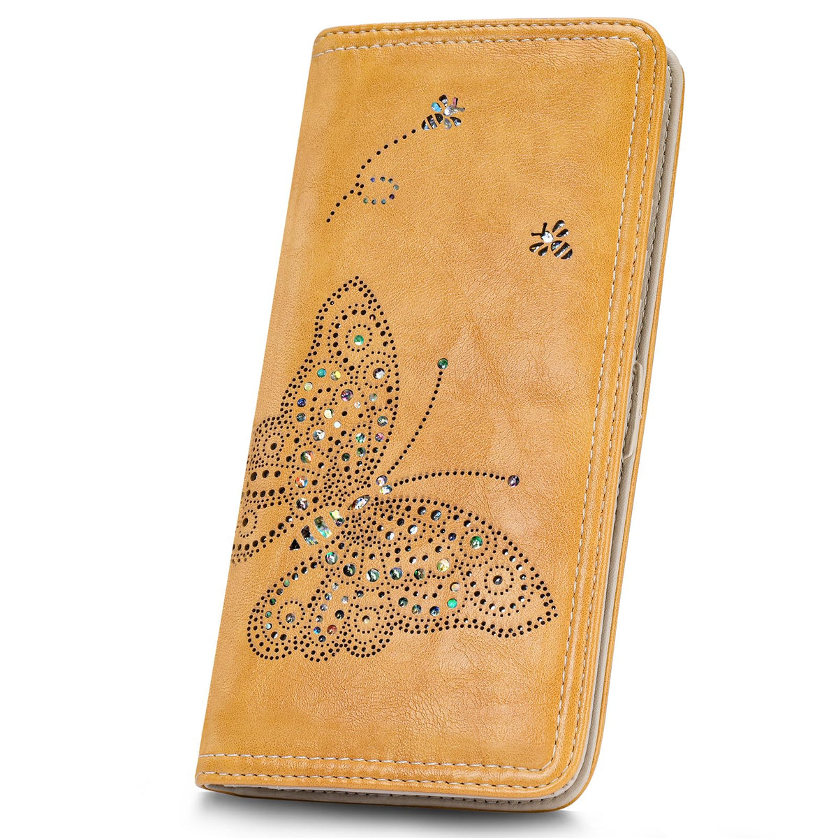KITEVIUN RFID Wallet Women Ultra Slim Thin Womens Wallet Compact Clutch Long Ladies Wallet for Women YELLOW