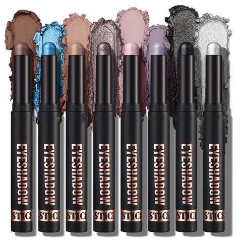 Minfei Eyeshadow Stick, 8 PCS Matte Professional Bright-Colored Contouring and Highlight Eyeshadow Stick, Natural & Shimmer Shades Contour Stick, Waterproof Long Lasting High Pigmented