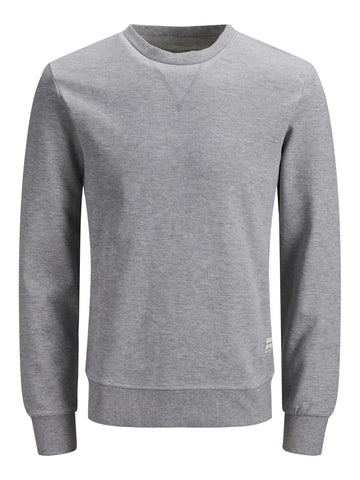 JACK & JONES PLUS Men's JJEBASIC Sweat Crew Neck NOOS PS Sweatshirt, Light Grey Melange, 2XL