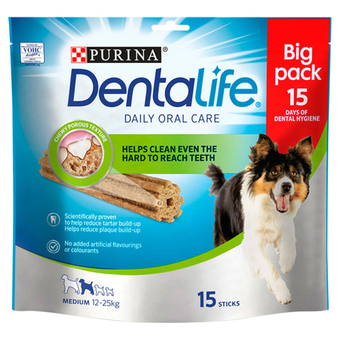 PURINA Dentalife | Dental Medium Dog Chews, 15 sticks, 345g