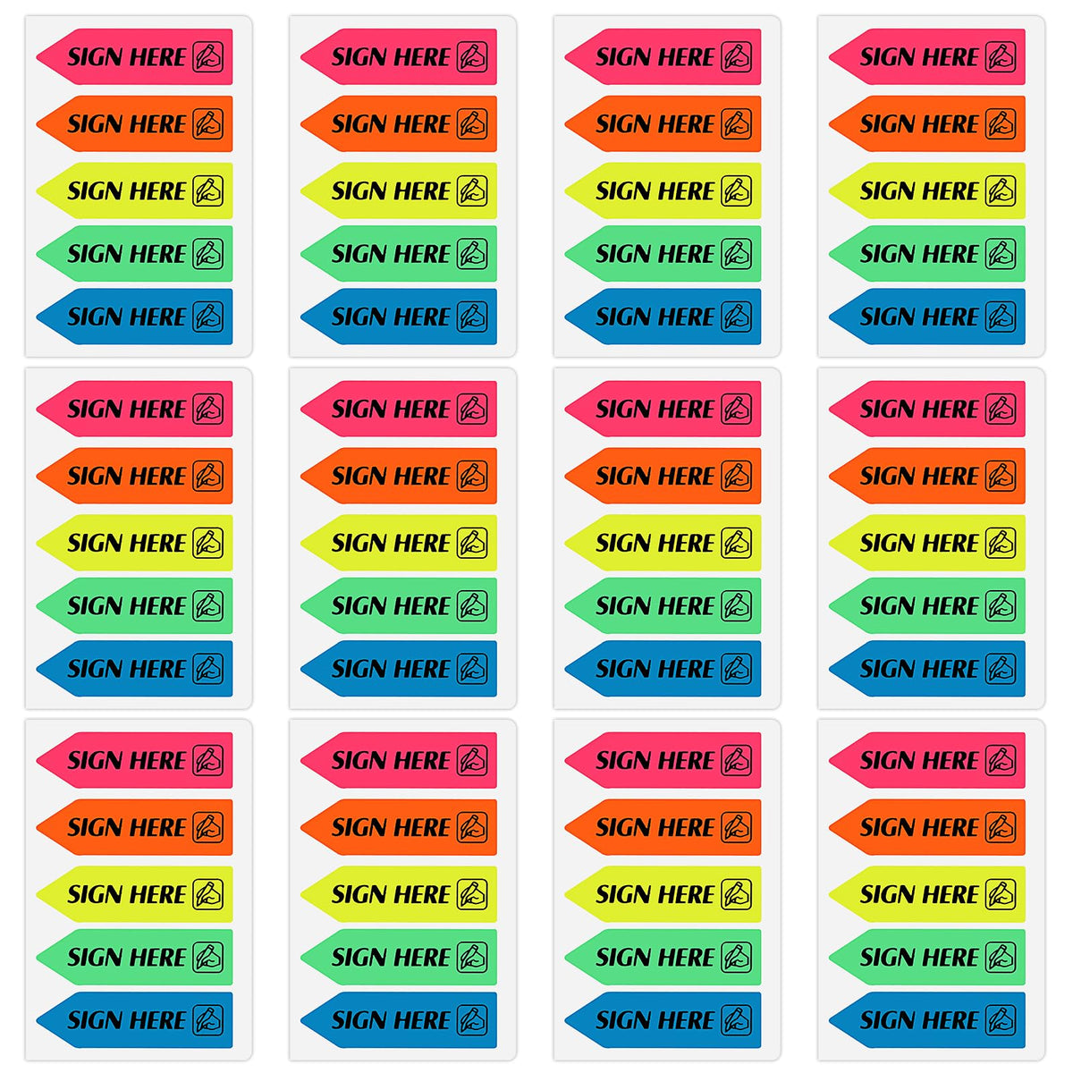 Amabro 1000PCS/10Packs Sign Here Tabs, Sign Here Stickers Sign Here Message Flags 5 Colors with Arrow Flags Easy to Post for Office School Notary Annotating Books Paper