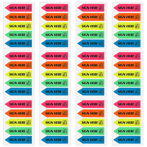 Amabro 1000PCS/10Packs Sign Here Tabs, Sign Here Stickers Sign Here Message Flags 5 Colors with Arrow Flags Easy to Post for Office School Notary Annotating Books Paper