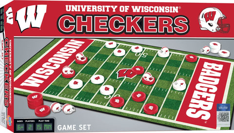 MasterPieces Family Game - NCAA Wisconsin Badgers Checkers - Officially Licensed Board Game for Kids & Adults