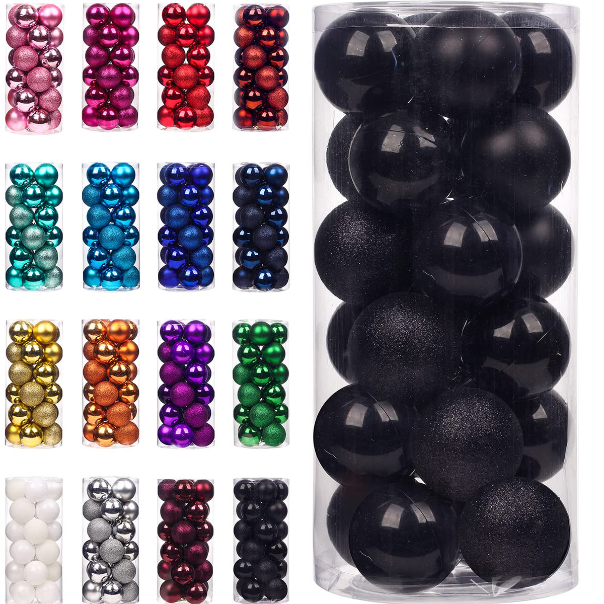 Emopeak 24Pcs Christmas Balls Ornaments, Shatterproof Christmas Balls Hanging Decor for Christmas Tree - Xmas Balls Baubles for Holiday Wedding Party Decoration
