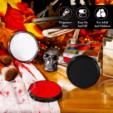 Dansib 6 Pcs Clown Makeup Kit Classic Red Face and Body Paint Washable Black Makeup Water Activated Pretend Costume and Dress up Makeup for Kids Adults Cosplay and Party