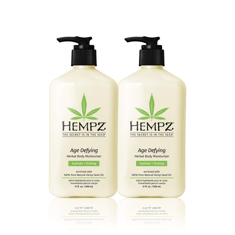 Hempz Age Defying Body Moisturizer, 17 Fl Oz, 2 Pack Bundle - Daily Herbal Moisturizer, Shea Butter Anti-Aging - Body Lotion, Hemp Extract Lotion - Skin Care Products, 100% Pure Organic Hemp Seed Oil
