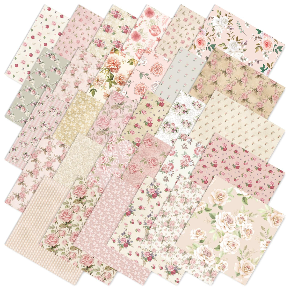 JarThenaAMCS 60Pcs Floral Cotton Fabric Bundles Pink Retro Floral Fat Quarter Spring Quilting Patchwork for DIY Handmade Sewing Crafting, 10 x 10 Inch