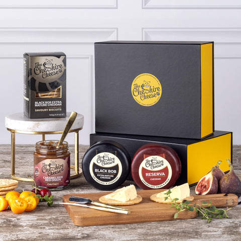 Best Sellers Cheese & Chutney Gift Box | Cheese Hamper featuring 2 x Cheese Truckles, Chutney & Biscuits
