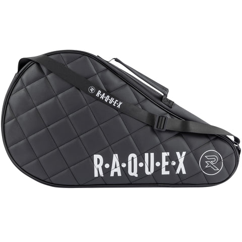 Raquex Elite Padel Racket Cover Bag - Blue or Black for 1 Racquet - Quilted Faux Leather Padel Bag for Men & Women Padded Padel Racket Protector - Luxury Padel Gift (Black)