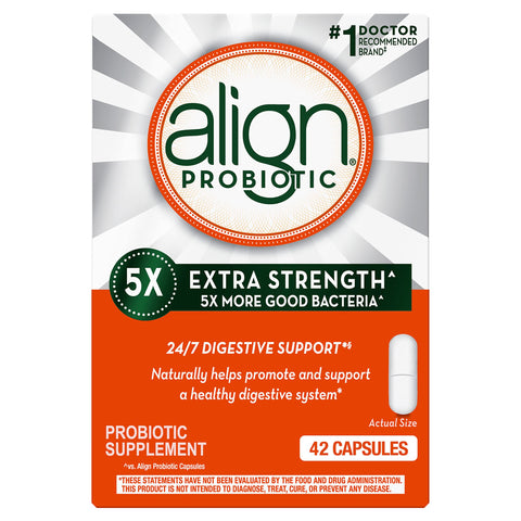 Align Probiotic Extra Strength, Probiotics for Women and Men, #1 Doctor Recommended BrandÃƒÆ’Ã†â€™Ãƒâ€šÃ‚Â¢ÃƒÆ’Ã‚Â¢ÃƒÂ¢Ã¢â€šÂ¬Ã…Â¡Ãƒâ€šÃ‚Â¬ÃƒÆ’Ã¢â‚¬Å¡Ãƒâ€šÃ‚Â¡, 5X More Good Bacteria^ to Help Support a Healthy Digestive System*, 42 Capsules