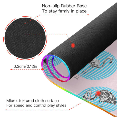 Flamingo Wireless Charging Mouse Pad for Mobile Phone Extra Large Gaming Mousepad with 13 Lighting Modes Keyboard Mat for Gaming MacBook PC Laptop Desk Home Office