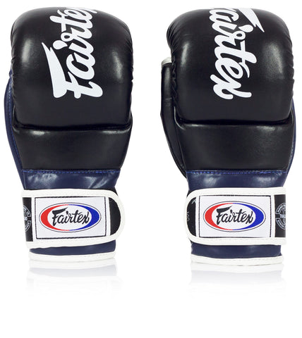 Fairtex FGV18 Muay Thai Boxing Gloves for Men, Women & Kids| MMA Gloves for Martial Arts|Made from Premium Quality Leather, Light Weight & Shock Absorbent Boxing Gloves-XLarge, Black/Blue