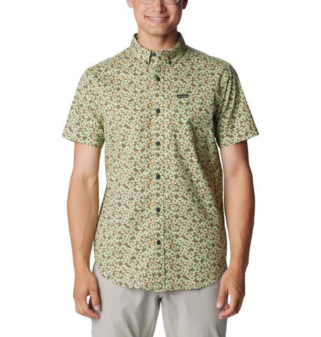 Columbia Men's Rapid Rivers Printed Short Sleeve Shirt, Sage Leaf Geobloom, Small