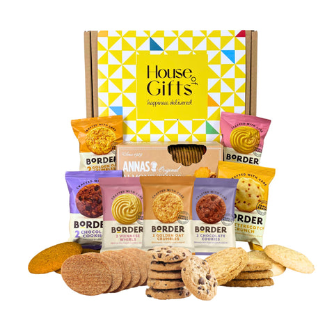 Biscuits gift set biscuit hamper bundle with Border Biscuits & Almond thins | Including 7 packets of borders biscuit with a large pack of almond thins