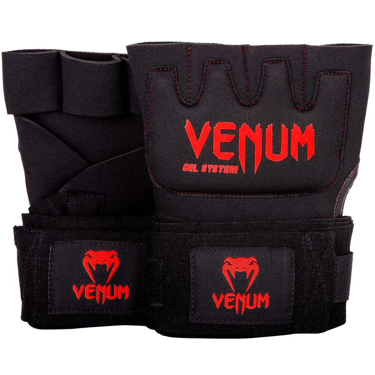Venum Kontact Gel Glove Wraps - Black/Red, One Size