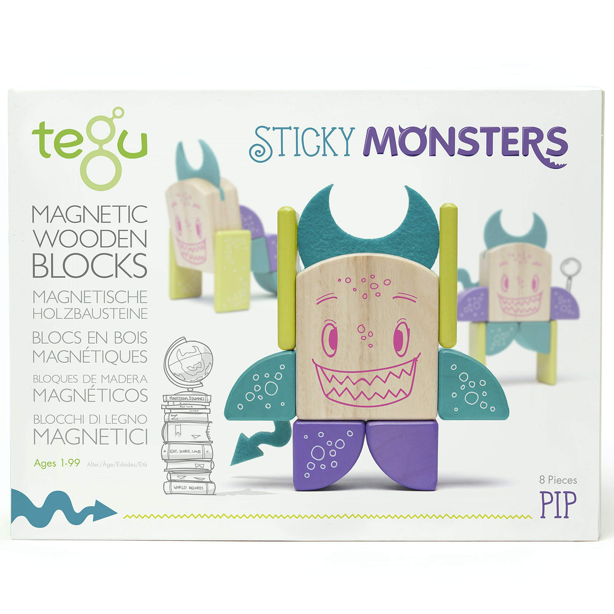 TEGU PIP-MSM-605T Magnetic Blocks, Monster Mash, 8 Piece
