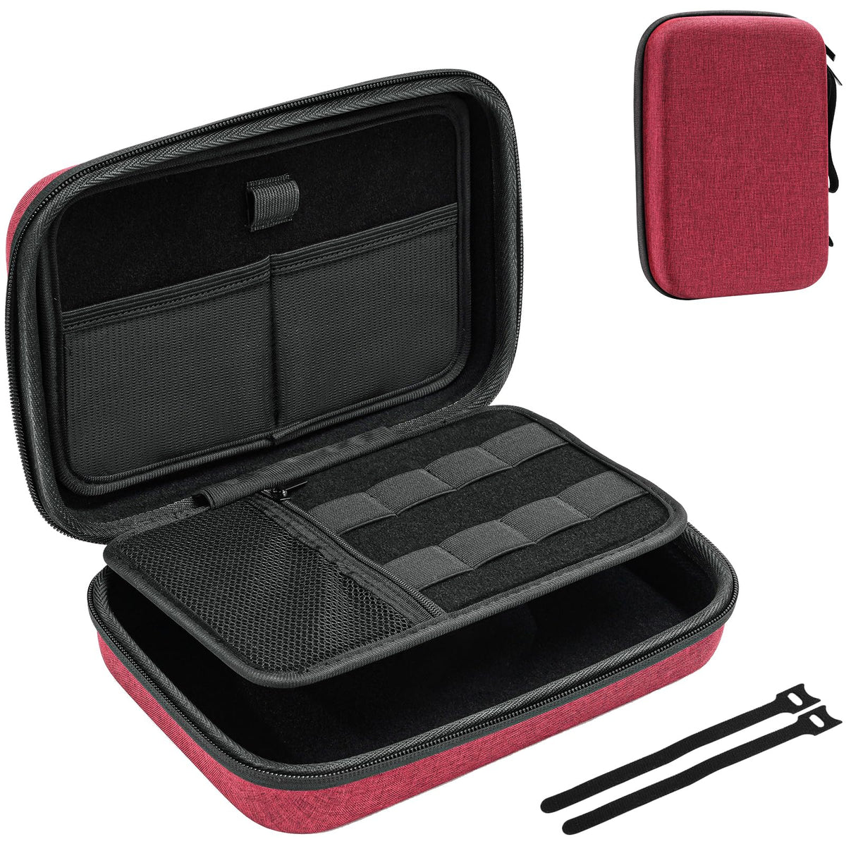 ProCase Hard Travel Electronic Organizer Case for MacBook Power Adapter Chargers Cables Power Bank Apple Magic Mouse Apple Pencil USB Flash Disk SD Card Small Portable Accessories Bag -Wine