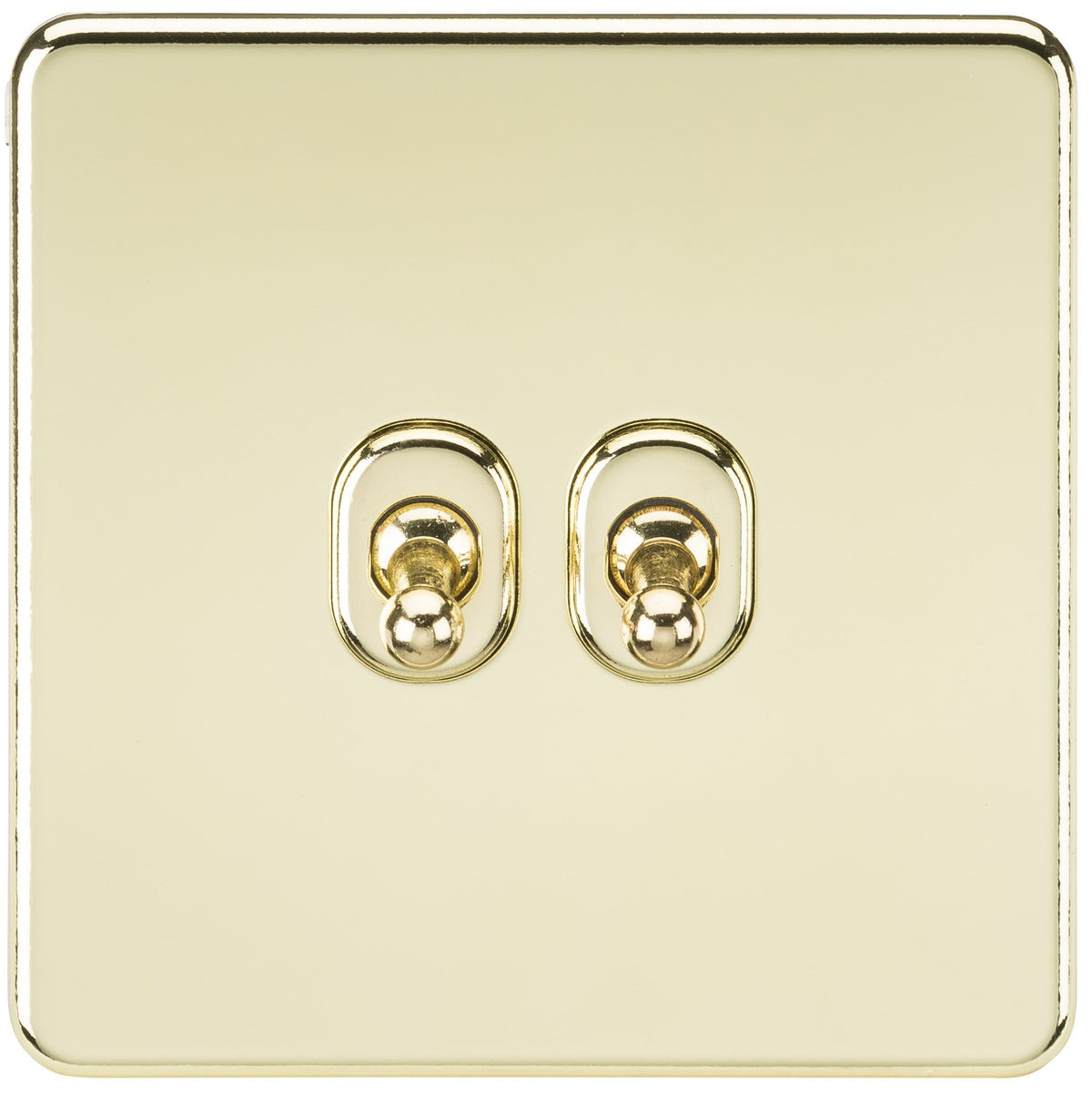 Knightsbridge SF2TOGPB Screwless 10A 2G 2-Way Toggle Switch - Polished Brass