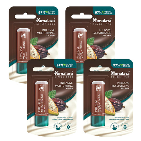 Himalaya Intensive Moisturizing Cocoa Butter Lip Balm |Rich Cocoa Butter Repairs Dry and Chapped Lips Enriched with Vitamin E Hydrates, Nourishes and Improves Lips Elasticity - 4.5g (Pack of 4)