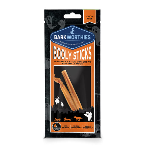 Barkworthies Halloween Booly Bully Sticks (4-inch, 2-Count) - All Natural, Odor Free, Highly Digestible, Dog Chews